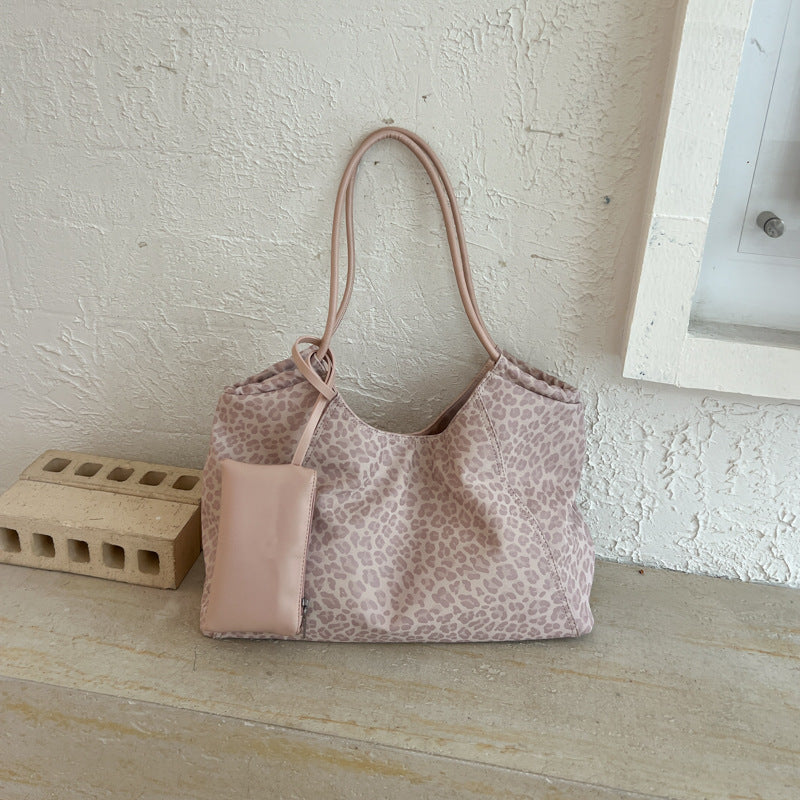 Retro Leopard Print Shopping Tote Bag 6W10BBG2483