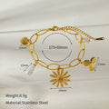 Fashion Gold Plated Floral Heart Charm Bracelet 6W6JBR513