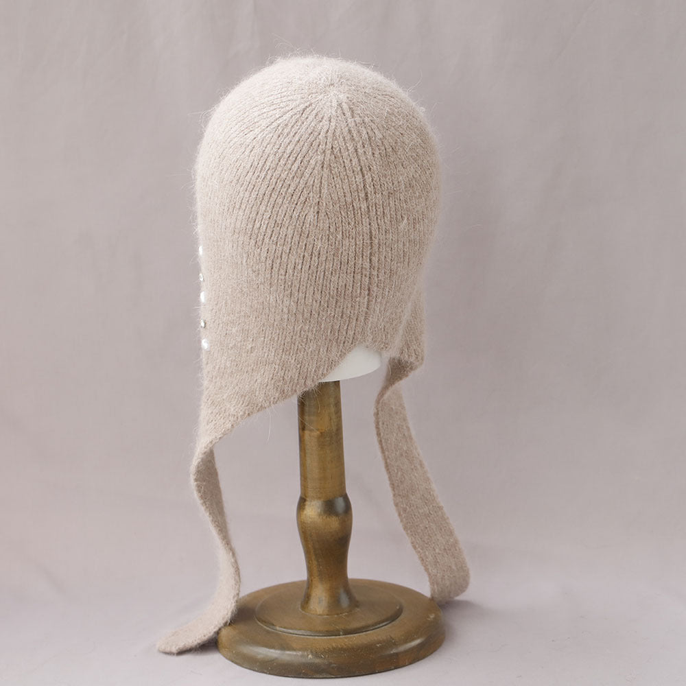 Pearl Rhinestone Angora Trapper Beanie 6W6HAT698