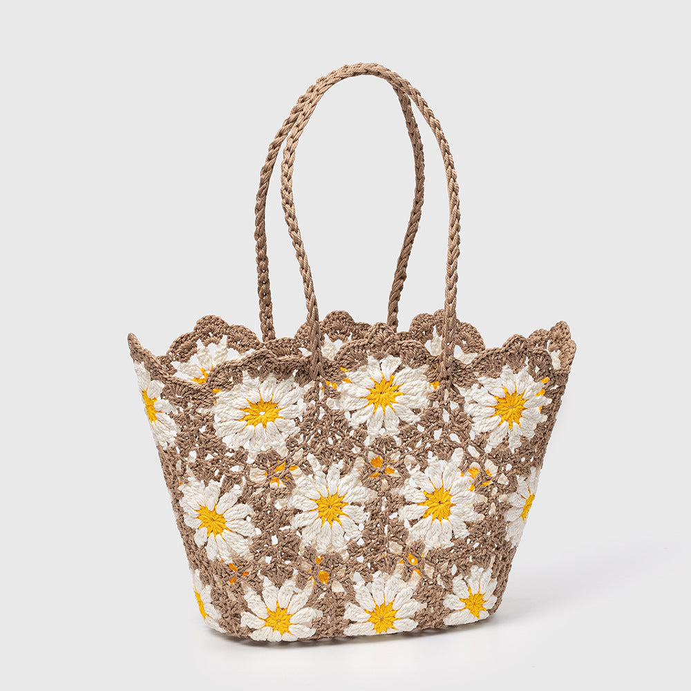 Flower Crochet Beach Bag - DippedShop Wholesale - #6179