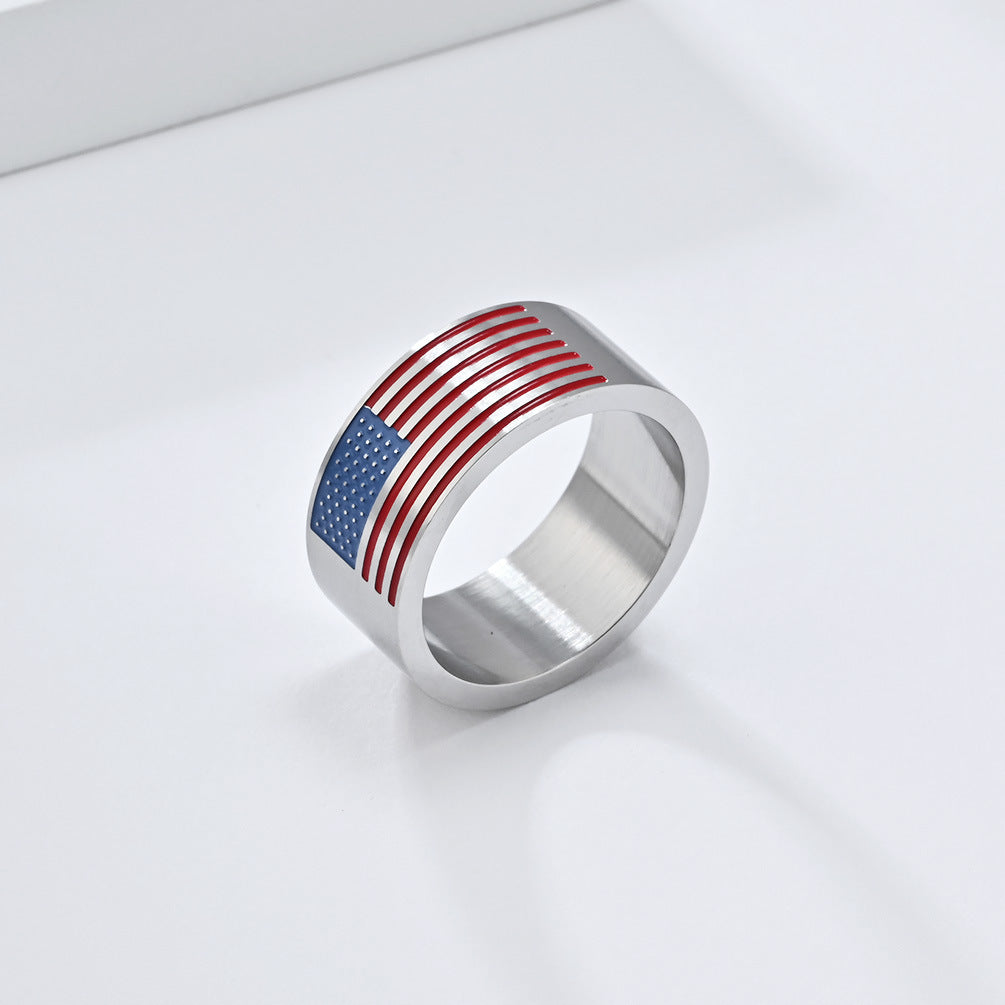 Minimalist USA Flag Pattern Wide Rings 8ZA6JRG201T