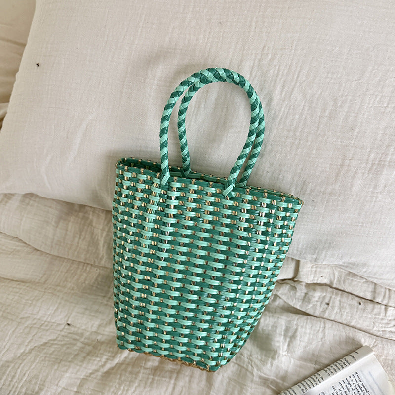 Minimalist Solid Color Hollow Hand Woven Handbag 8CW6BBG523L