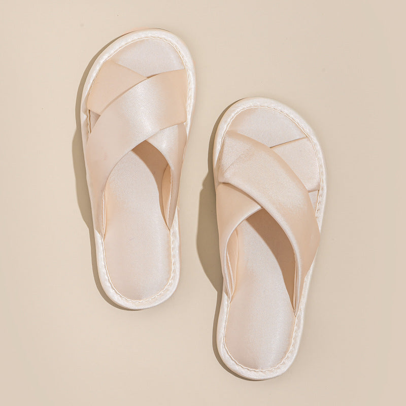 Solid Satin Slide Slippers - DippedShop Wholesale - #5251