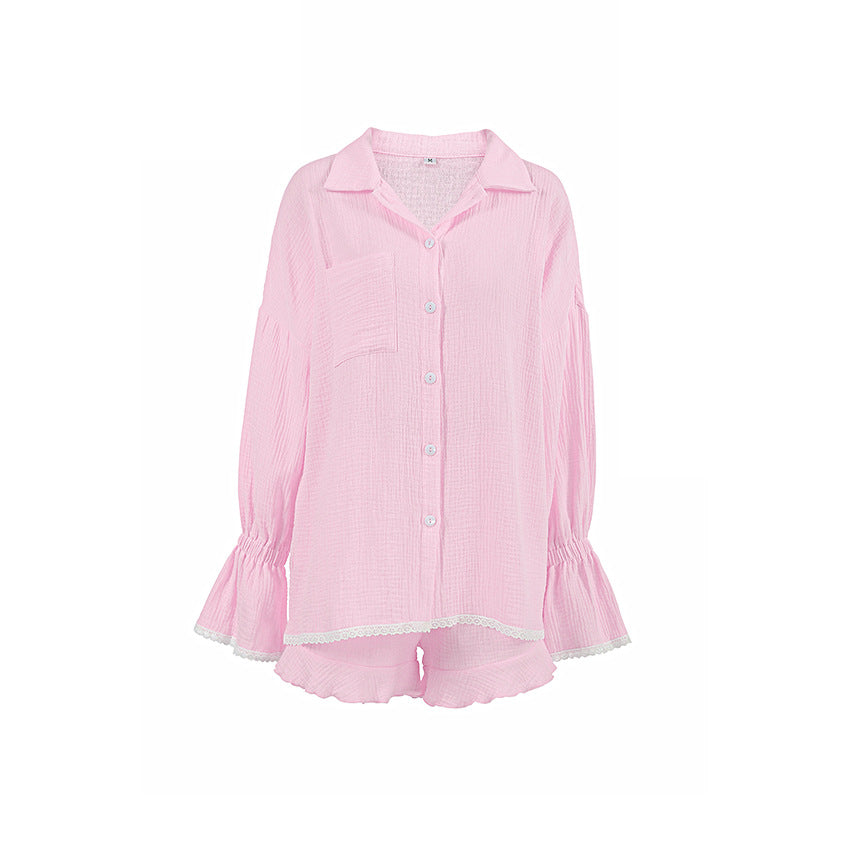 Flounce Solid Homewear Set - DippedShop Wholesale - #1107