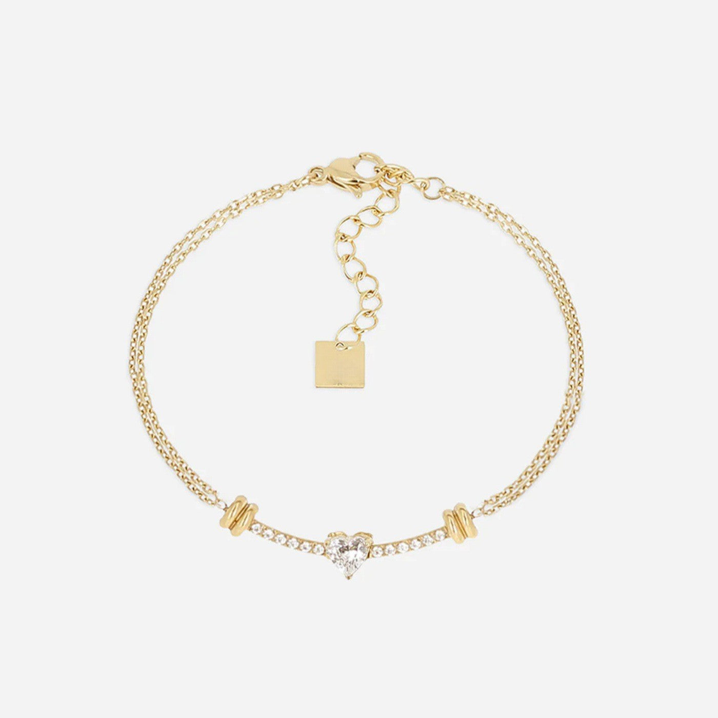 Trendy Gold Plated Zirconia Chain Bracelet 6W6JBR331