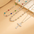 Layered Cross Pendant Necklace - DippedShop Wholesale - #7267