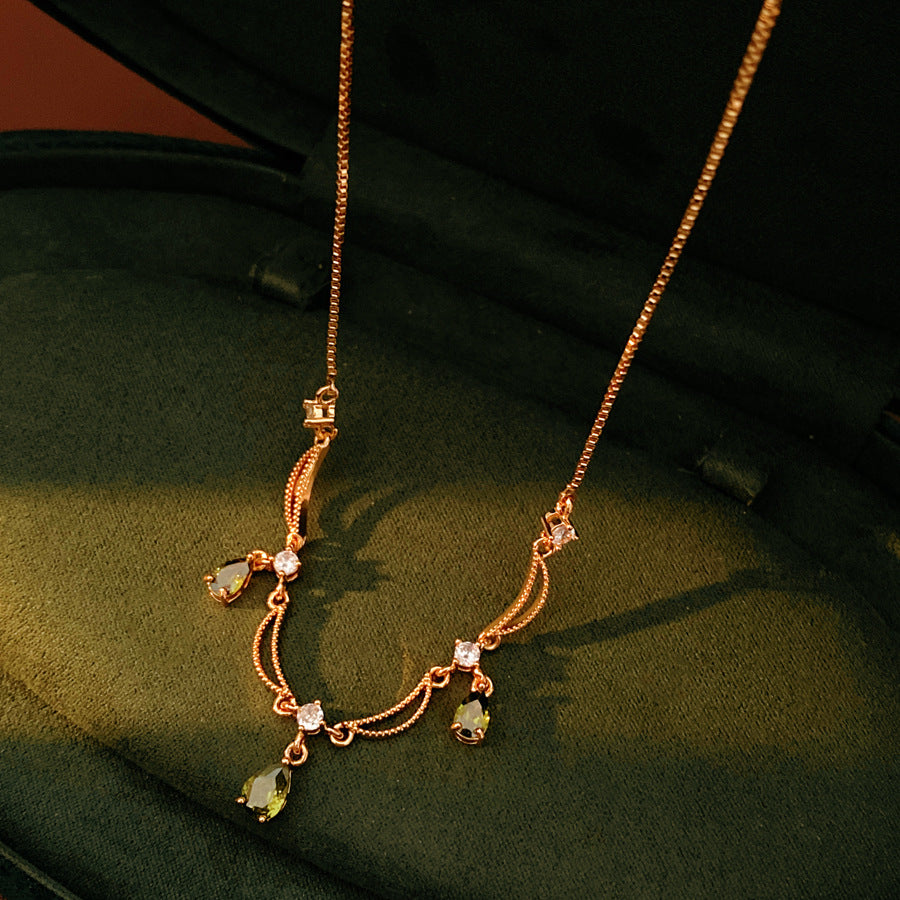 Elegant Gold Plated Rhinestones Tassel Necklace 6W6JNC892