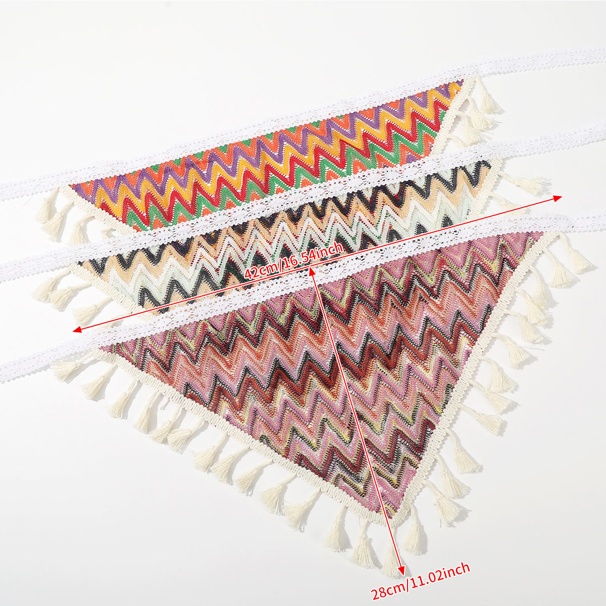 Trendy Colorful Striped Hollow Triangle Headscarf MK2BK6W6HHS17