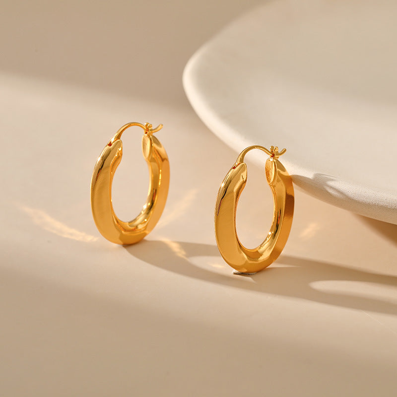 Vintage Simple Oval Elegant Hoop Earrings DPJE1212