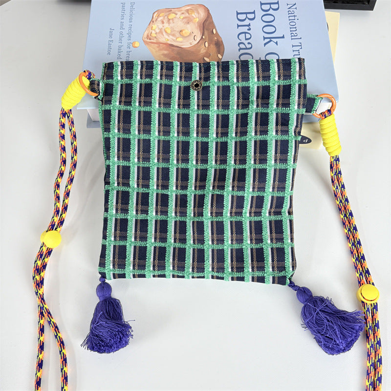 Simple Color Block Plaid Tassel - DippedShop Wholesale - #4483