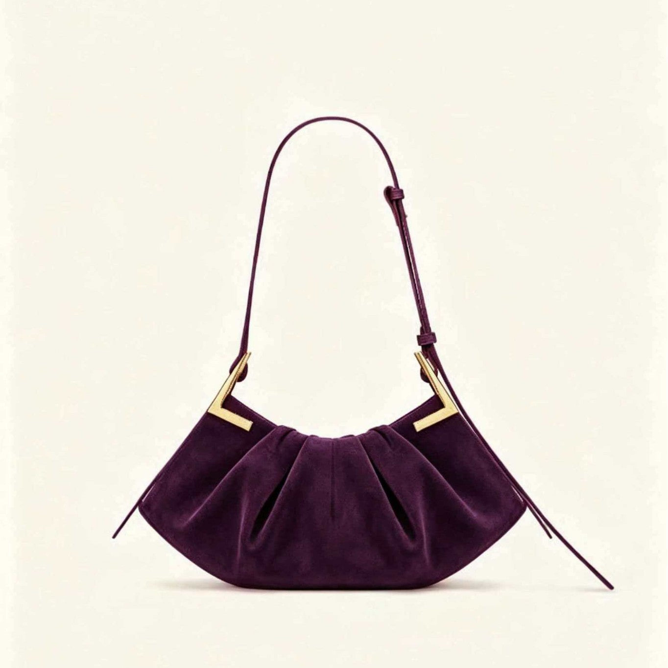Simple Solid Color Ruffled Suede Underarm Bag 6W10BBG1944
