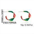 Chunky Half Circle Striped Xmas Stud Earrings 6W6JER687