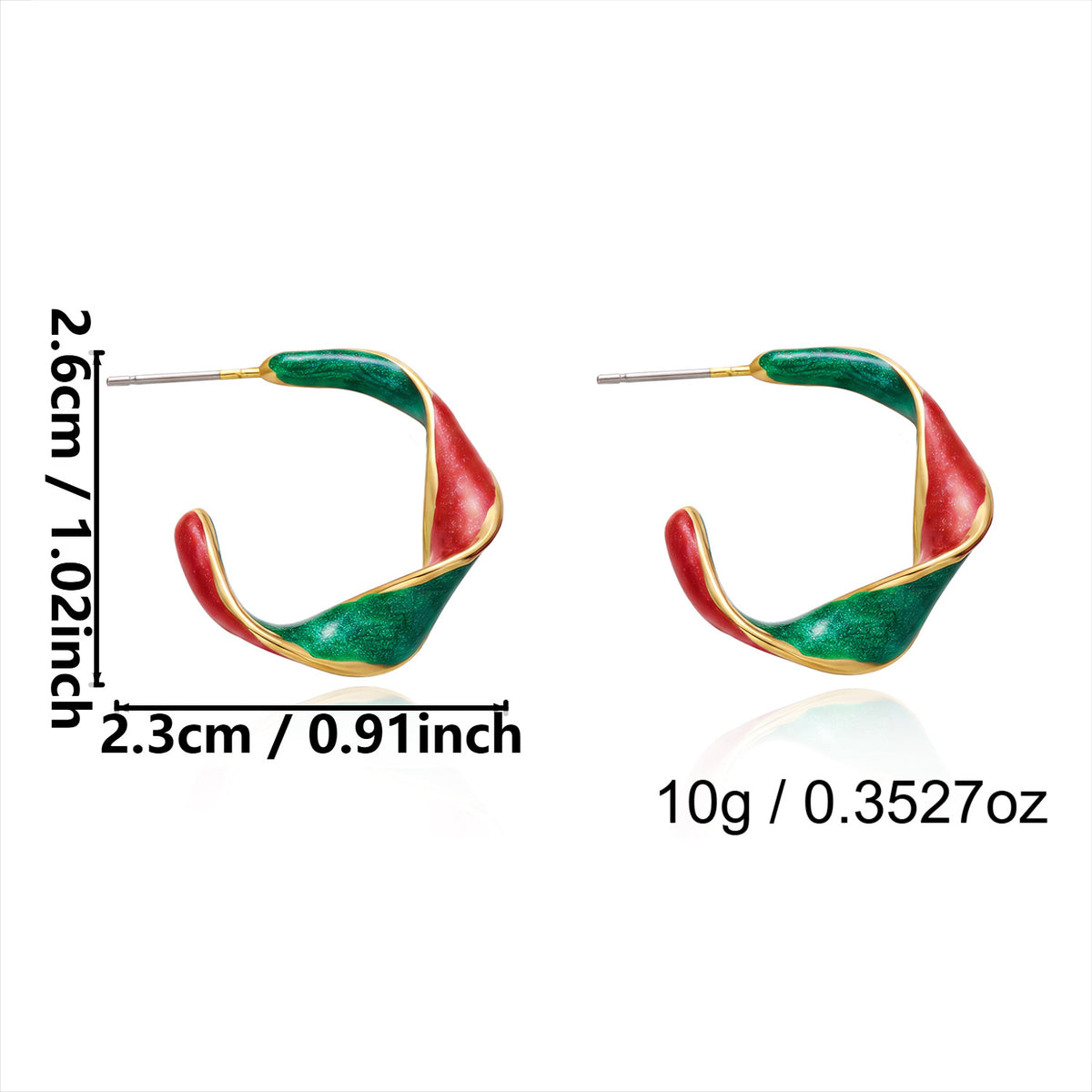 Chunky Half Circle Striped Xmas Stud Earrings 6W6JER687