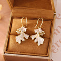 Gold Ginkgo Dangle Earrings - DippedShop Wholesale - #3811