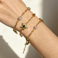 Stylish Metal Starfish Rhinestones Chain Bracelets 6W6JBR489