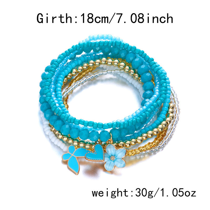 Boho Flower Butterfly Multi-Layer Beaded Bracelet 6W6JBR507