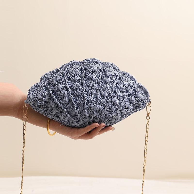 Shell Shaped Woven Crossbody Bag - DippedShop Wholesale - #5267