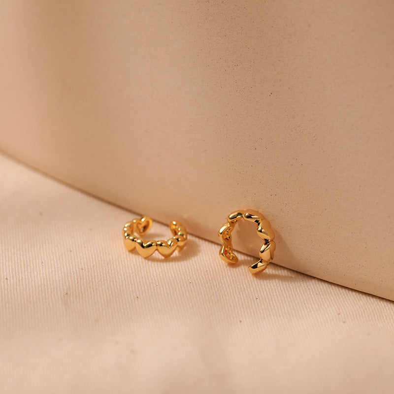 Simple Heart Gold Plated Clip Earings DPJE1250