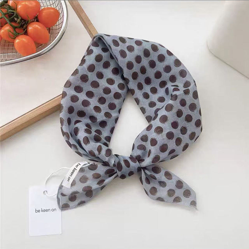 Retro Polka Dots Print Square Silk Scarf MK2BLW6W6NSI34
