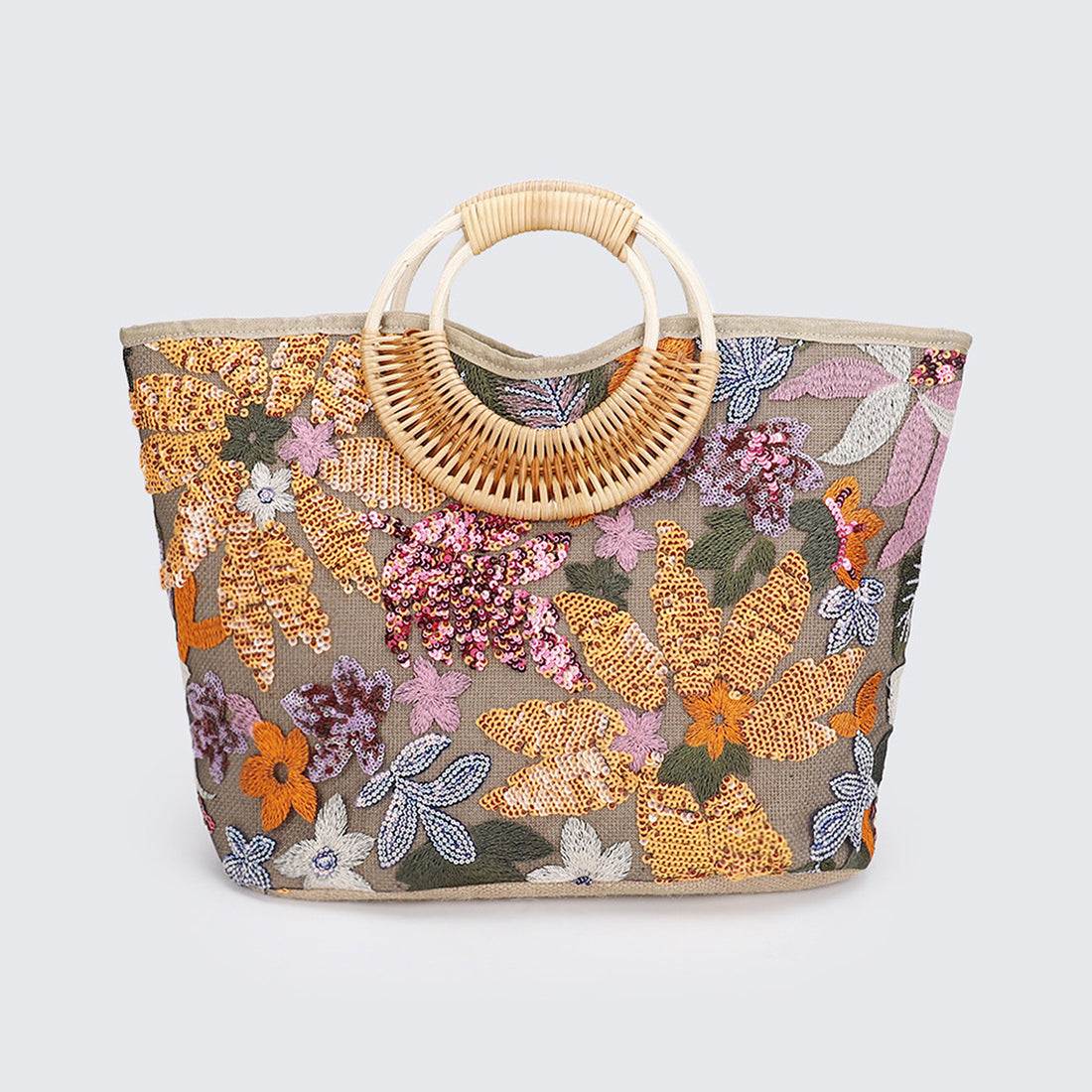 Elegant Sequin Embroidered Woven Tote Bag DP25E470