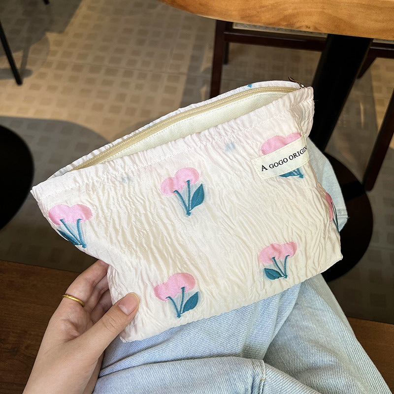 Sweet Tulip Jacquard Ruffled Style Makeup Bag MK2BW6S10BOB65