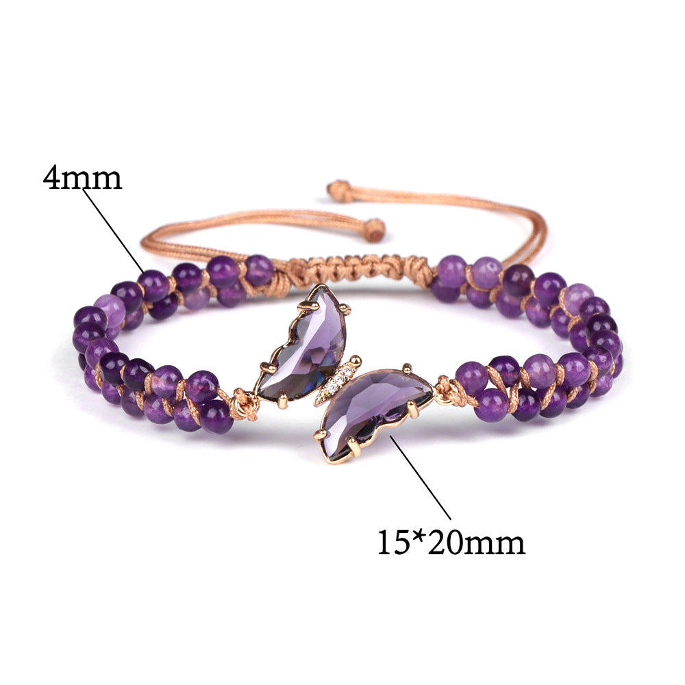 Butterfly Crystal Beaded Braided Bracelets DPJB1031