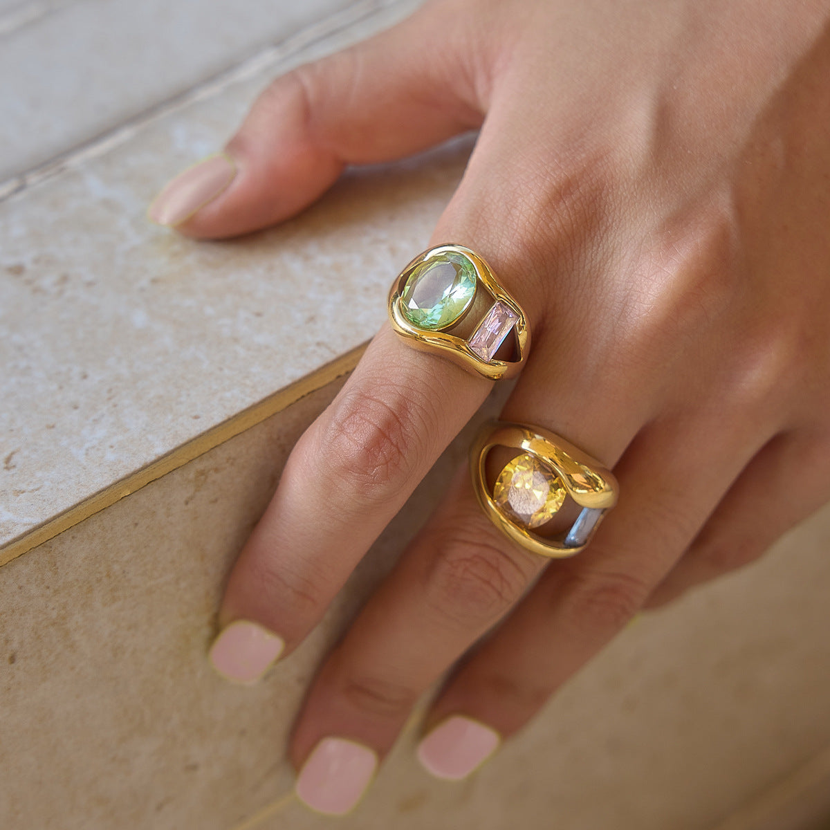 Gold Plated Zircon Open Ring - DippedShop Wholesale - #3379