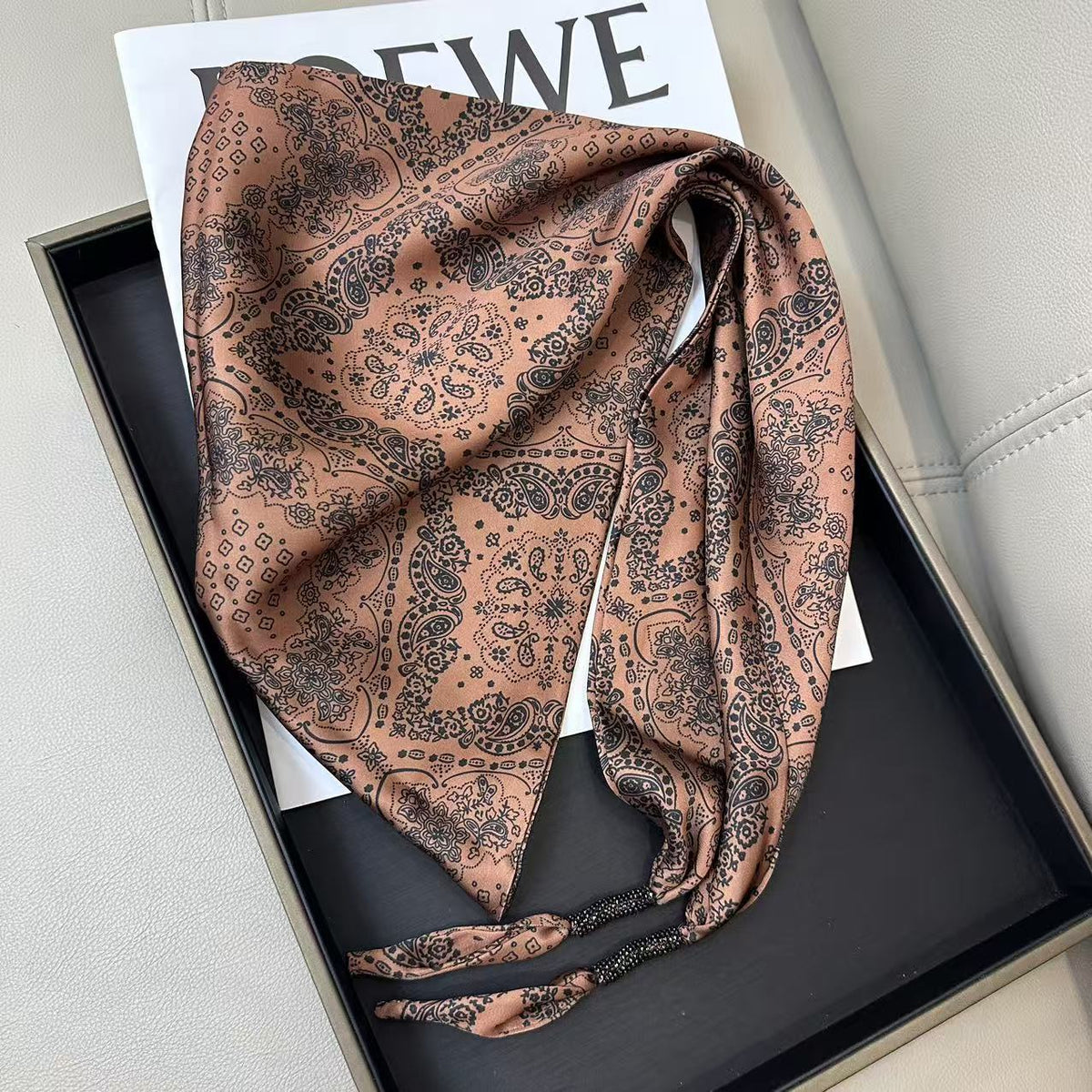 Cashew Print Silk Scarf - DippedShop Wholesale - #8035