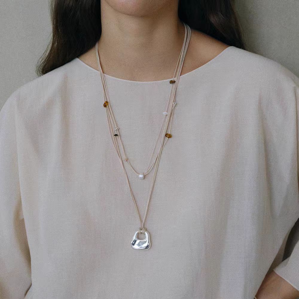 Lock Pendant Leather Braided Necklace - DippedShop Wholesale - #1747
