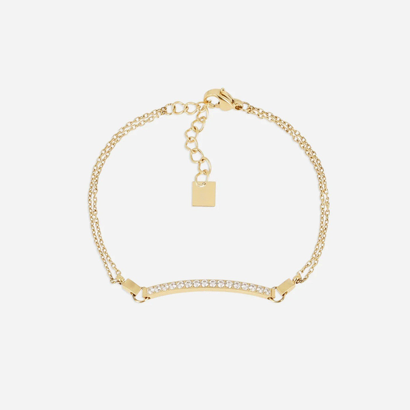 Trendy Gold Plated Zirconia Chain Bracelet 6W6JBR331