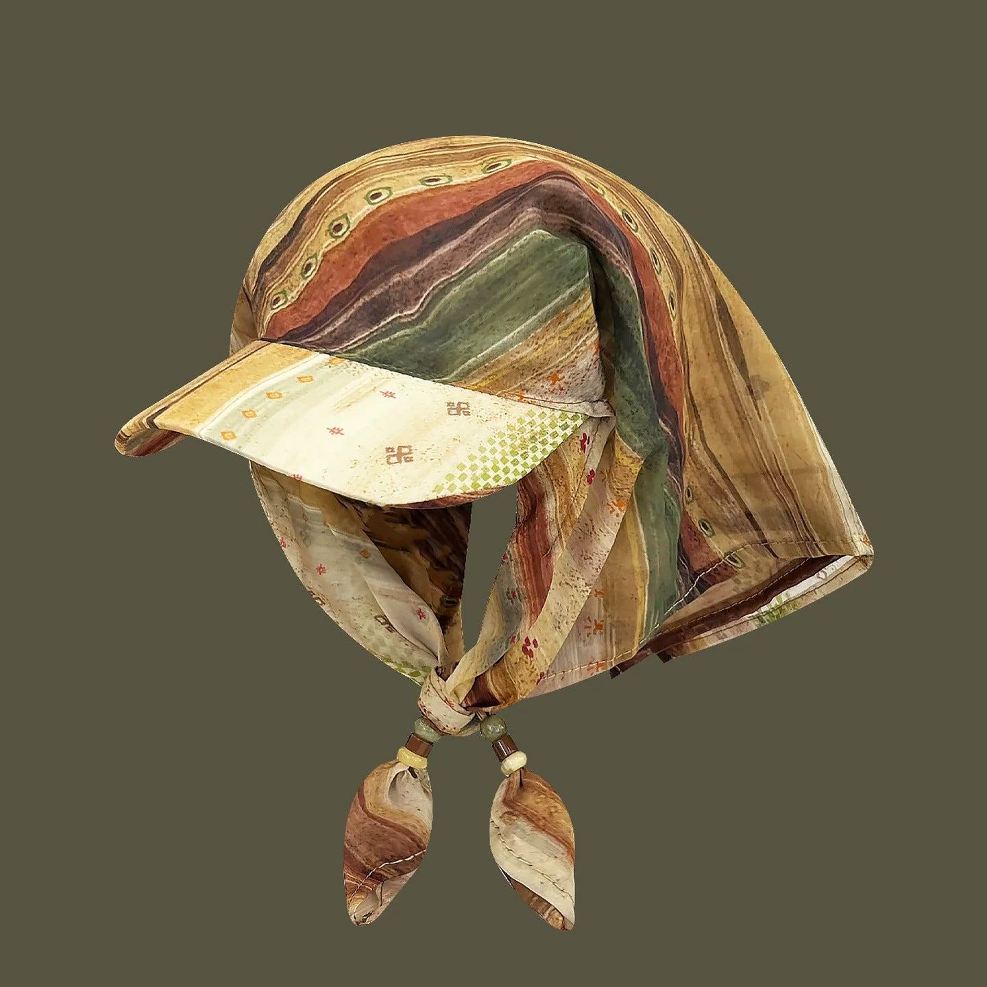 Retro Cashew Printed Beaded Strap Bandana Caps MK2COW6W6HAT204