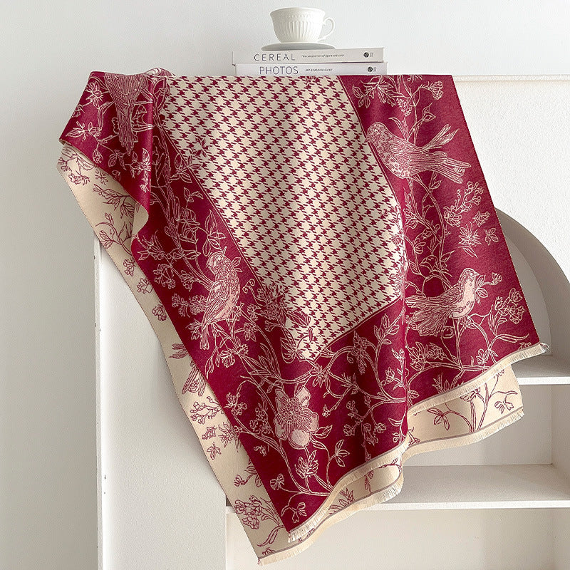 Houndstooth Floral Shawl Wrap Scarf - DippedShop Wholesale - #1315