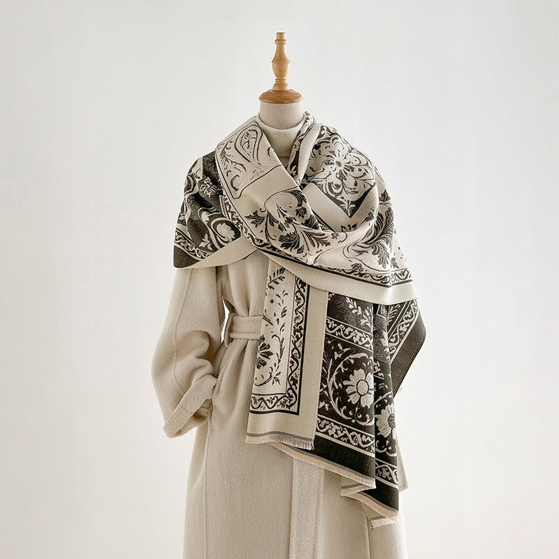 Jacquard Tassel Shawl Scarf - DippedShop Wholesale - #4323