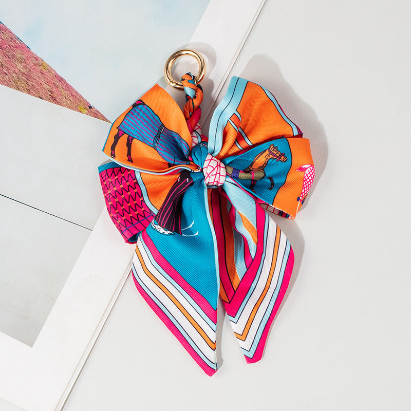 Vintage Print Satin Bow Bag Charms MK2ZCEP6W10BBC173