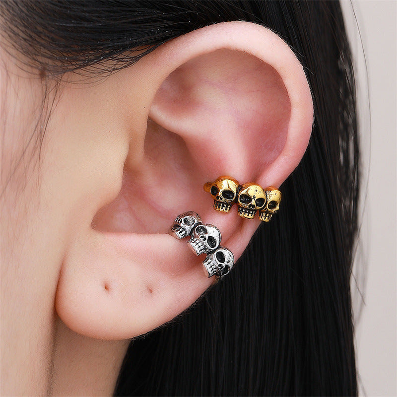 Halloween Punk Skull Clip Earrings DP25G429