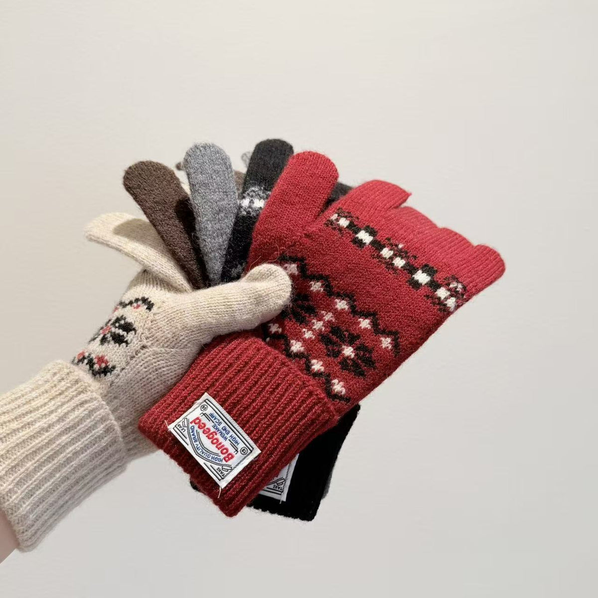 Vintage Christmas Snowflake Touchscreen Knit Gloves 6W6GLO106