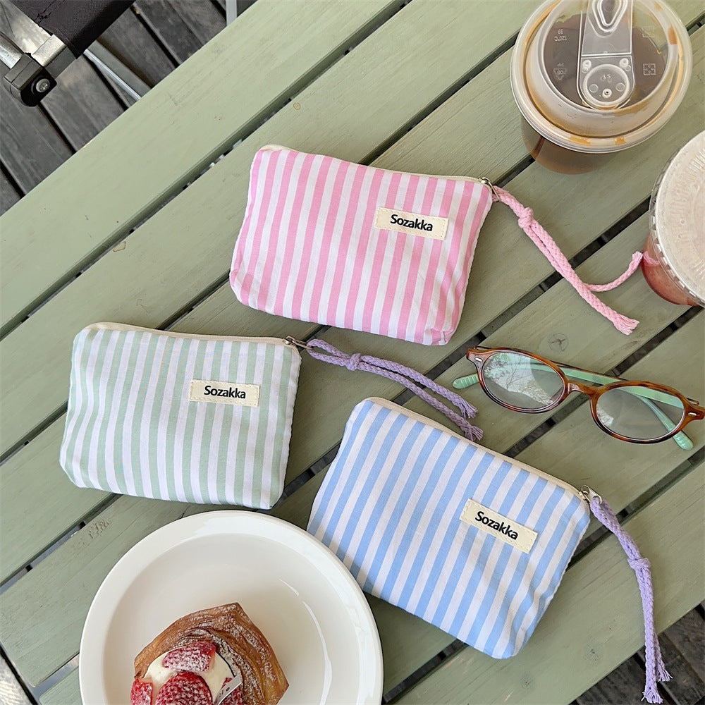 Stylish Color Block Striped Mini Makeup Bag MK2BW6S10BOB53