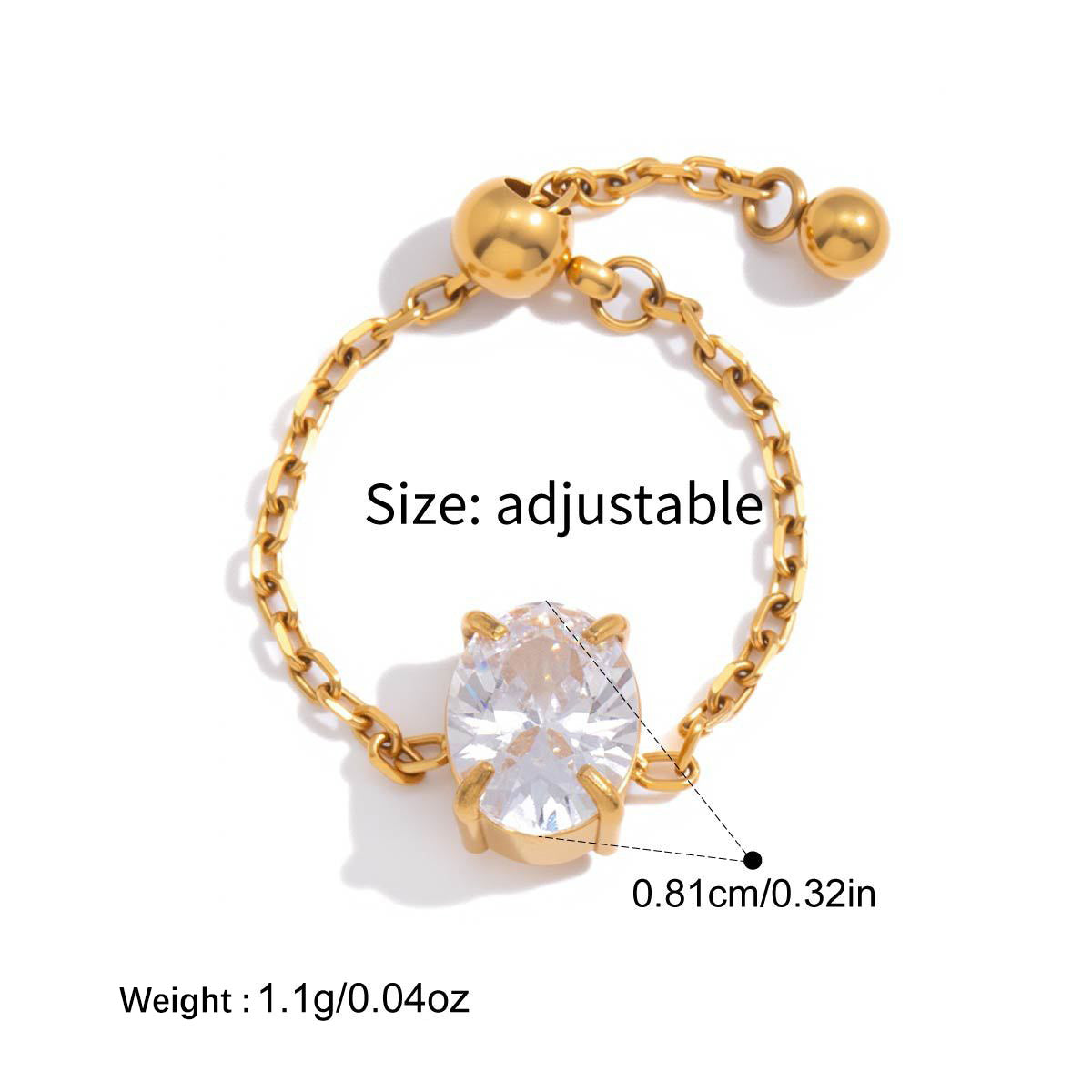 Adjustable Cubic Zirconia Ring - DippedShop Wholesale - #2739