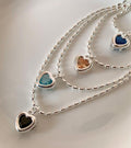 Simple Cubic Zirconia Heart Pendant Choker Necklace 6W6JNC387L