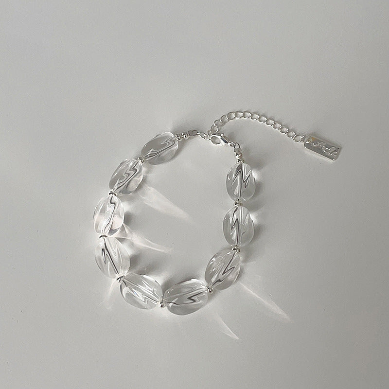Simple Transparent Crystal Beaded Chain Bracelet 6W6JBR340