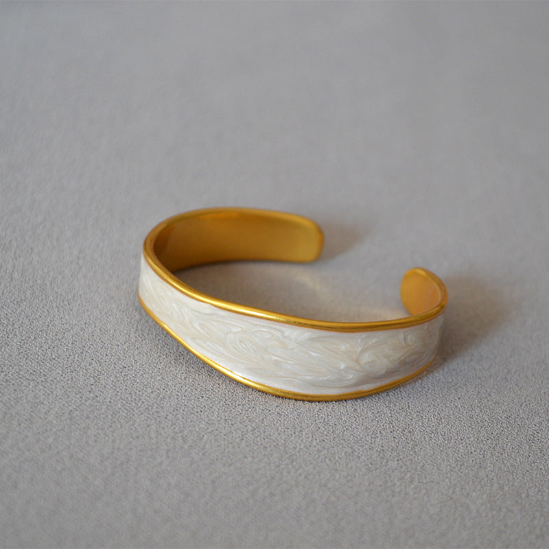 Vintage Irregular Enamel Open Bangle Bracelet DP25D733