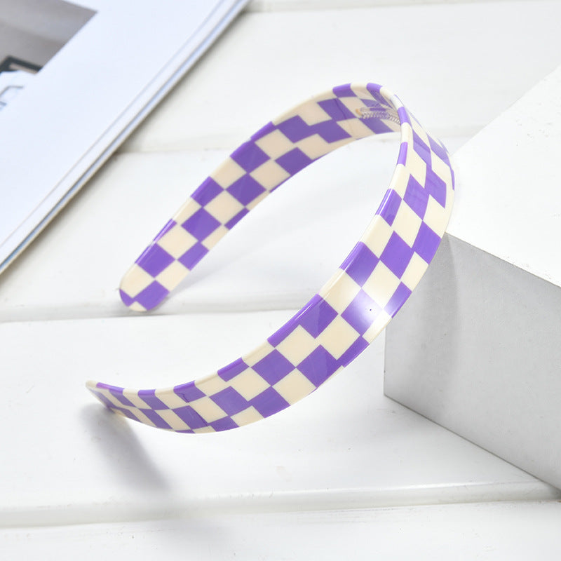 Minimalist Color Block Plaid Pattern Acetate Headband MK2PIM6W6HBD64