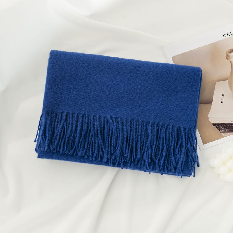 Warm Solid Color Tassel Scarf 6W6NSW305