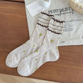 Ruffle Floral Mid Calf Socks - DippedShop Wholesale - #4499