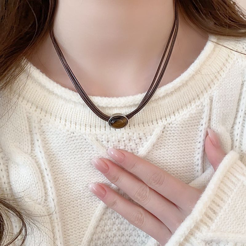 Vintage Irregular Tiger Eyes Stones Necklace 6W6JNC909