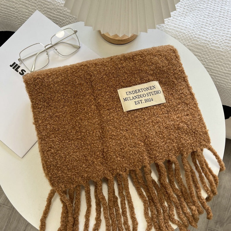 Warm Solid Color Tassel Wool Scarf 6W6NSW259