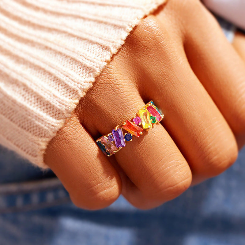 Trendy Gold Plated Colorful Zi - DippedShop Wholesale - #4003
