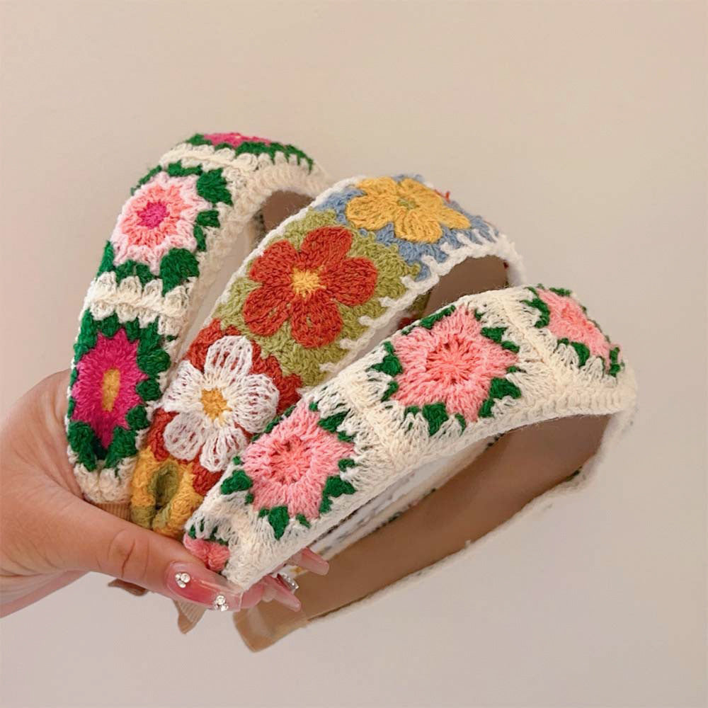Colorful Flower Knit Wide Headbands DP25B876