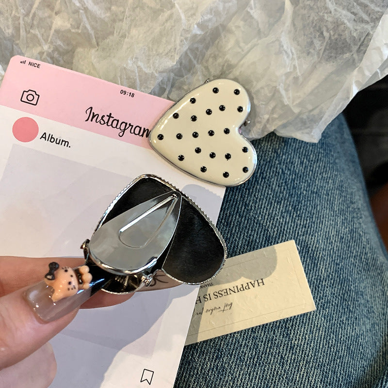 Cute Polka Dots Love Heart Duckbill Hair Clip MK2PM6W6HCP09