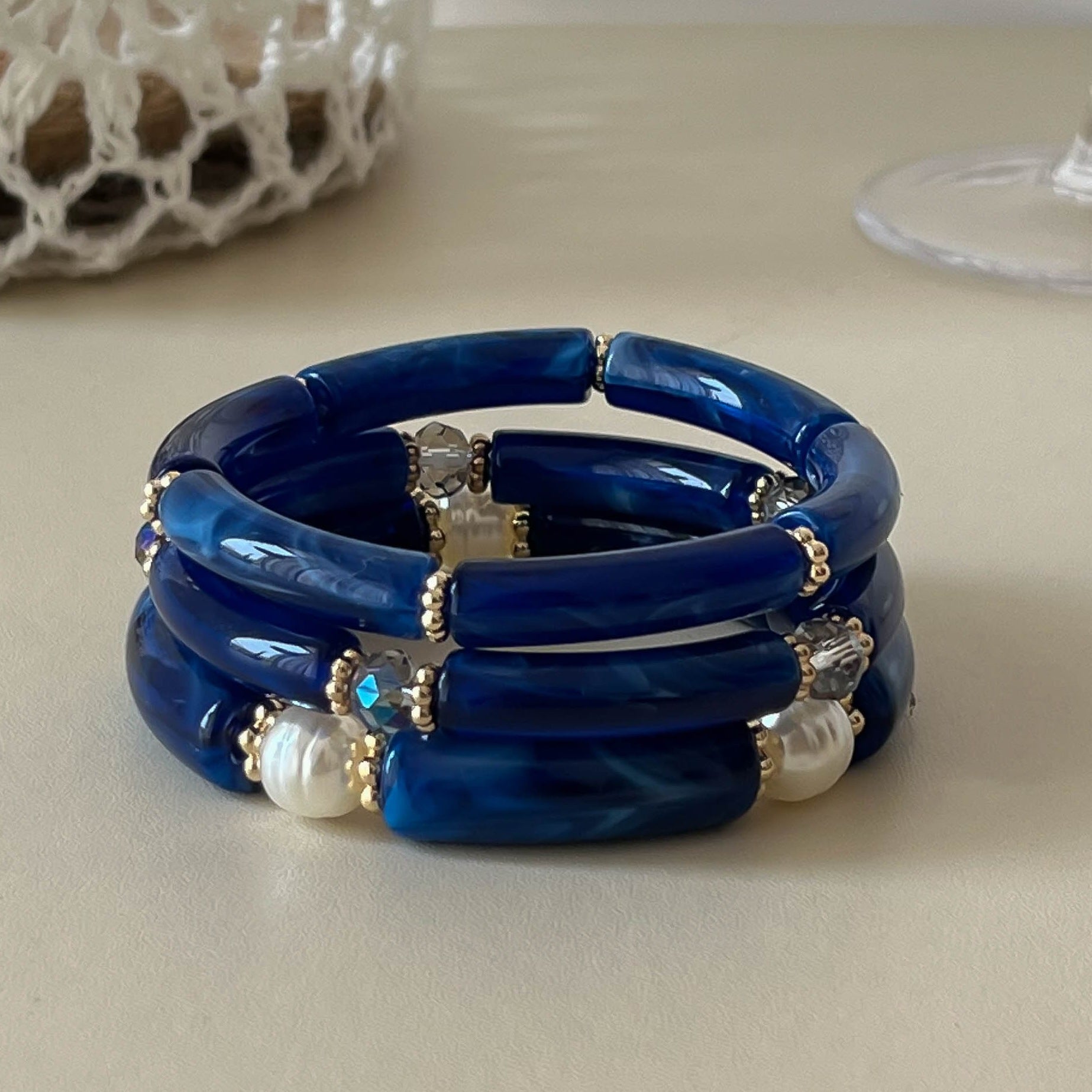 Vintage Bead Bamboo Tube Elast - DippedShop Wholesale - #1027